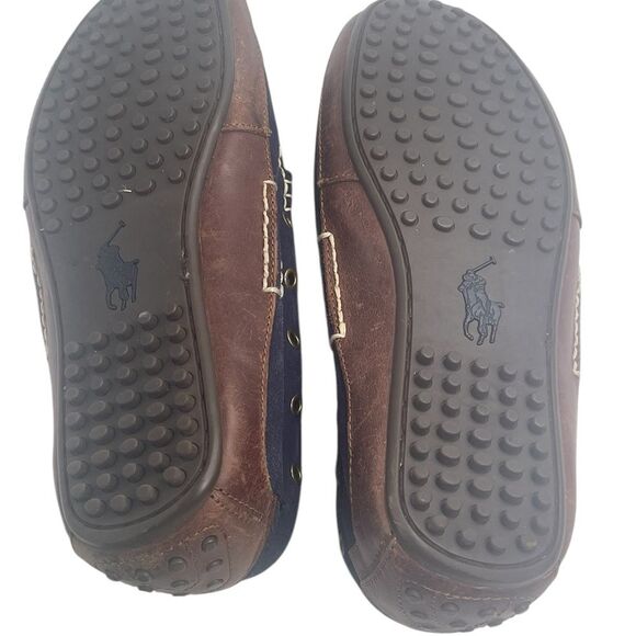 Polo Ralph Lauren Wyndings Slip-On-Driving Men\'s Loafers Tan Navy SZ 9.5 main image 9